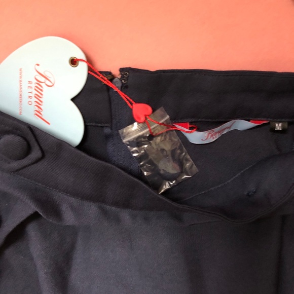 NWT Medium DiDi Navy Blue Retro Rockabilly Vintage Swing Pocket Skirt Modcloth - Picture 6 of 8